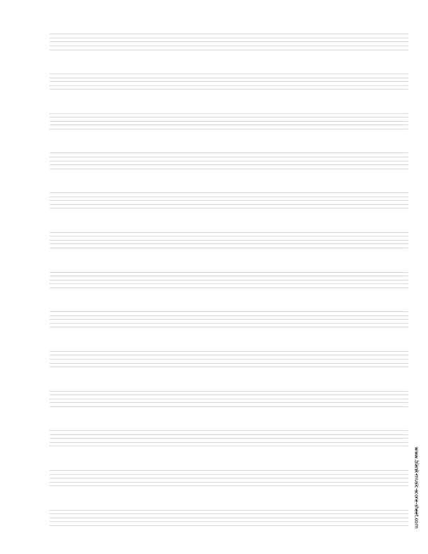 Free blank music score sheets - letter format - 13 systems vertical Free blank music score sheets - letter format - 13 systems vertical
